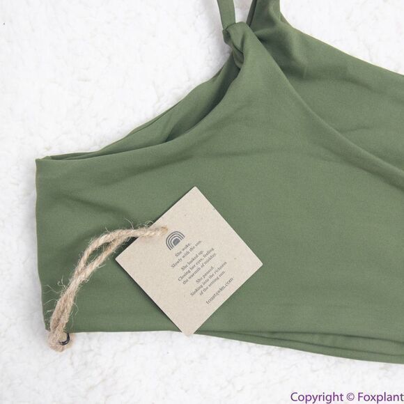 NEW Free People x Toast signature one shoulder bikini top in dark green, XL - Picture 7 of 12